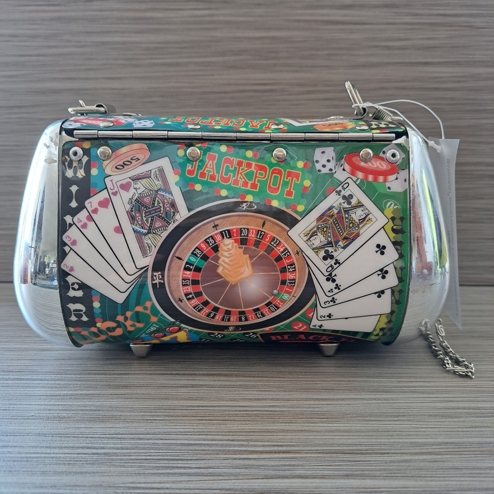 𝅺Prezzo crossbody casino rigid purse silver accents - Picture 2 of 11